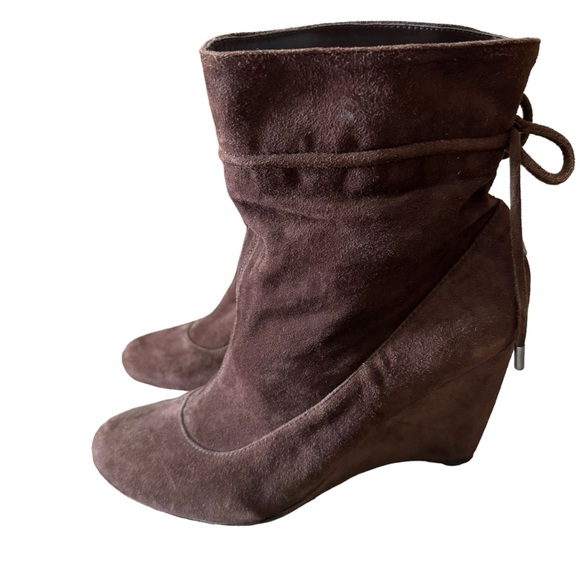 BCBG Suede Mixx Wedge Heel Ankle Booties in Dark Brown in Size US 6 / EU 36 - Picture 3 of 16